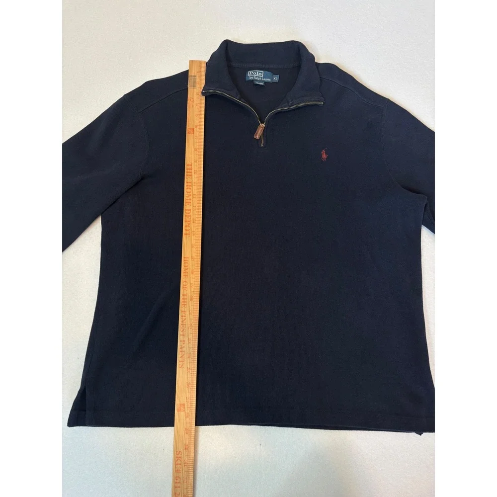 Polo Ralph Lauren Mens XL Navy Blue Quarter Zip 100% Cotton Pullover Sweater
